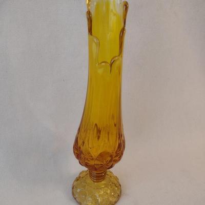 Vintage Kanawha Swung Amber Glass Vase