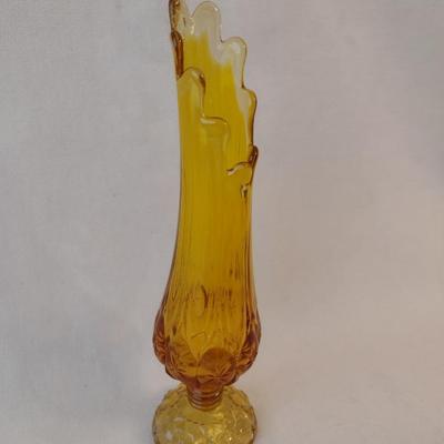 Vintage Kanawha Swung Amber Glass Vase