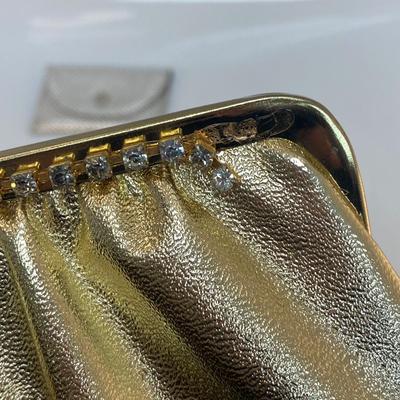 Retro Metallic Gold & Silver Clutch Handheld Purses with Small Chain Handles