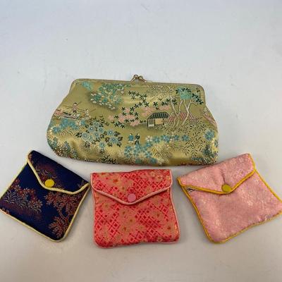 Vintage Asian Inspired Embroidered Coin Purse Clutch Lot