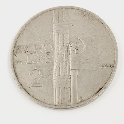 1924 ITALIAN 2 LIRE NICKEL