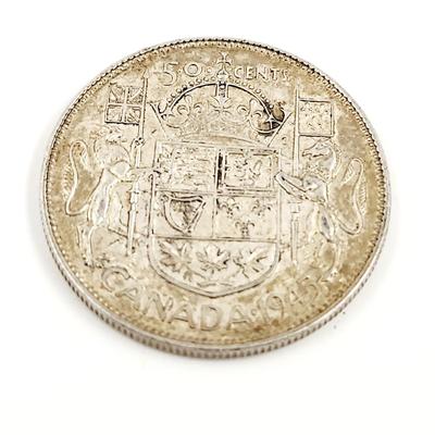 1945 SILVER CANADIAN 50 CENT COIN