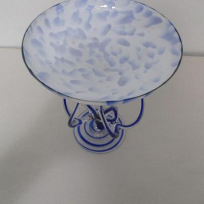 Art Deco Glass Cobalt Blue Octopus Jellyfish Compote Dish