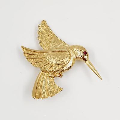 BEAUTIFUL GOLD TONED HUMMINGBIRD PIN