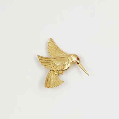 BEAUTIFUL GOLD TONED HUMMINGBIRD PIN