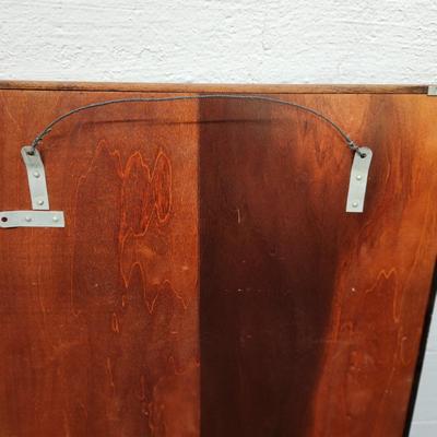 VINTAGE 1948 WOODEN SOLID WOOD FRAMED MIRROR
