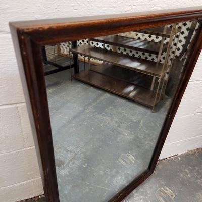 VINTAGE 1948 WOODEN SOLID WOOD FRAMED MIRROR