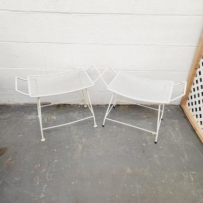 2 METAL MESH STOOLS