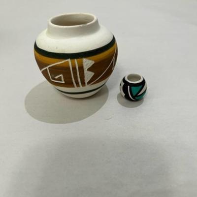 Signed Native American Pottery includes Acoma and Navajo Design Pieces