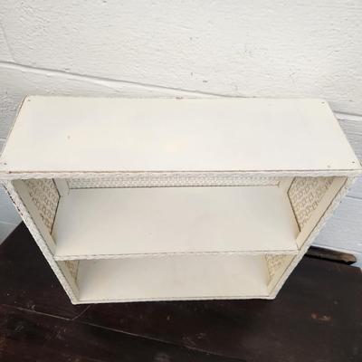 VINTAGE WHITE WICKER DISPLAY SHELF
