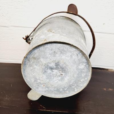 VINTAGE GALVANIZED METAL & WOOD MOP BUCKET
