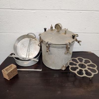 ANTIQUE NATIONAL PRESSURE COOKER WITH EXTRAS