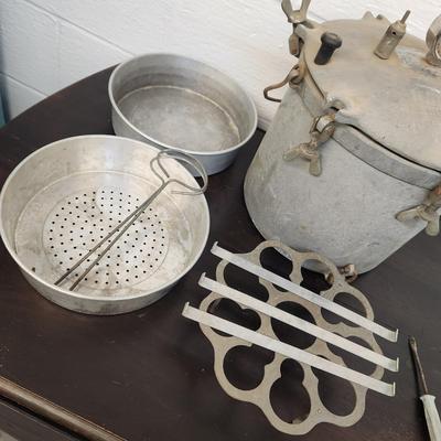 ANTIQUE NATIONAL PRESSURE COOKER WITH EXTRAS