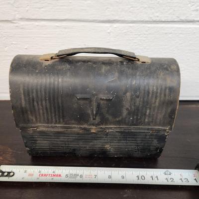 VINTAGE BLACK METAL LUNCH BOX #2