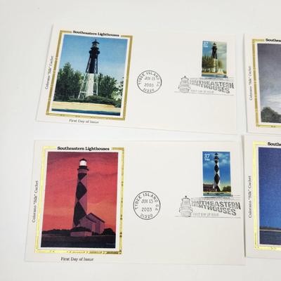 1ST DAY STAMPS - 4 PC - 2003 SOUTHWESTERN LIGHTHOUSE