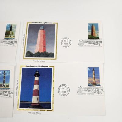 1ST DAY STAMPS - 4 PC - 2003 SOUTHWESTERN LIGHTHOUSE