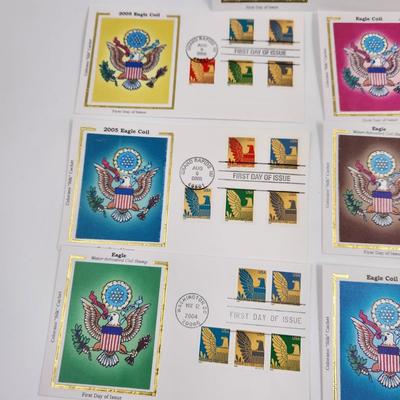 1ST DAY STAMPS - 7 PC - 2003 - 2005 EAGLE COIL