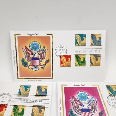 1ST DAY STAMPS - 7 PC - 2003 - 2005 EAGLE COIL