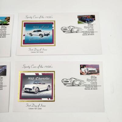 1st DAY STAMPS - 4 PC - 2005 SPORTY CARS OF THE 50S