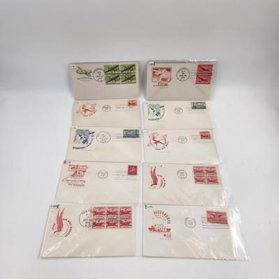 1ST DAY STAMPS - 10 PC - 1944, 46, 47, 48 & 49 - MULTI TYPES