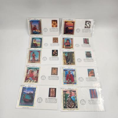 1ST DAY STAMPS - 10 PC- ART OF THE AMERICAN INDIAN
