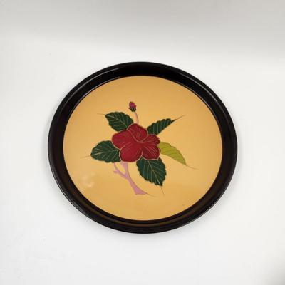 VINTAGE JAPANESE FLOWER ROUND TRAY