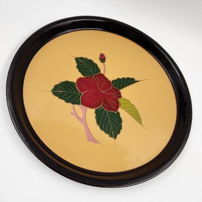 VINTAGE JAPANESE FLOWER ROUND TRAY