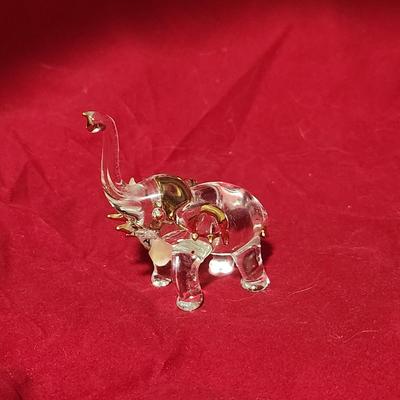 Gold Trimmed Glass Elephant