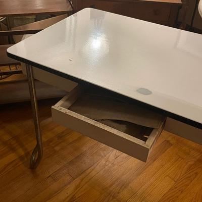 MCM metal top desk Vintage 1930â€™s Enamel Top