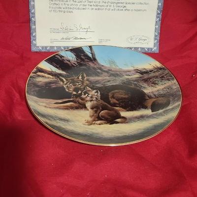 W. J. George fine china with coyote and pup