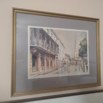 Framed Art Print 'The Dock Street Theatre' Signed by Artist