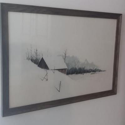 Original Watercolor Framed Art Painting 'Ashe County Cold' by Steven Shoemaker