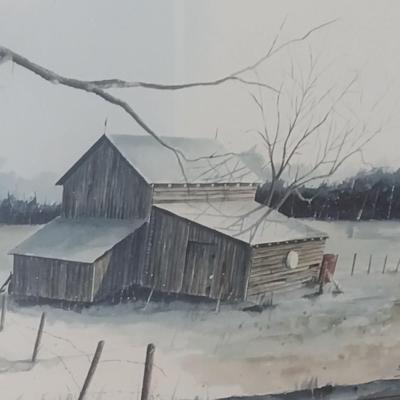 Original Watercolor Framed Art Painting 'Ashe County Farm' by Steven Shoemaker