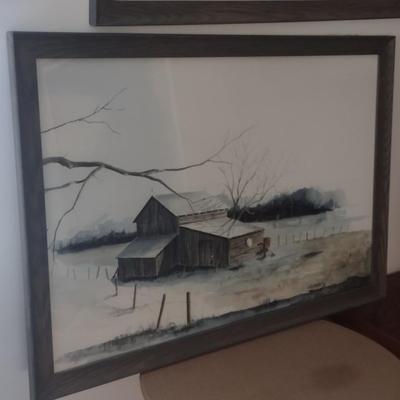 Original Watercolor Framed Art Painting 'Ashe County Farm' by Steven Shoemaker