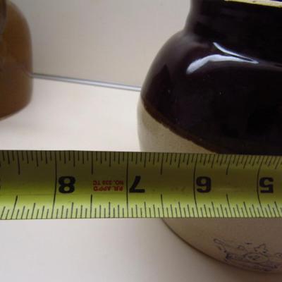 Two Glazed Ceramic Bean Pots with Lids