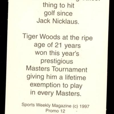 1997 TIGER WOODS ROOKIE PROMO CARD