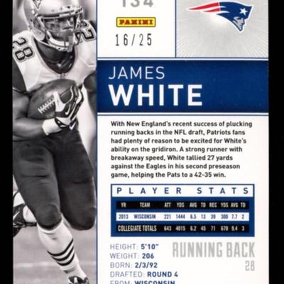 2014 TOTALLY CERTIFIED JAMES WHITE ROOKIE CARD #'D 16/25