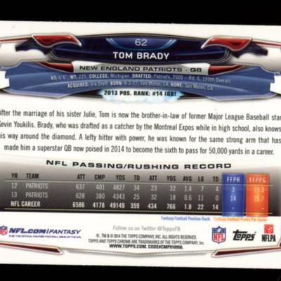 2014 TOPPS CHROME TOM BRADY