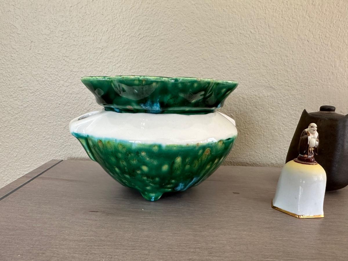 MONK PORCELAIN BELL CLAY CONTAINER WITH LID AND A CERAMIC BOWL WITHIN monk-porcelain-bell-clay-container-with-lid-and-a-ceramic-bowl-within