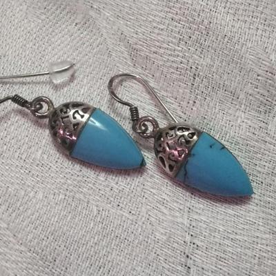 Unique Vintage Turquoise 925 Earrings
