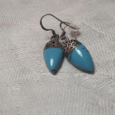 Unique Vintage Turquoise 925 Earrings
