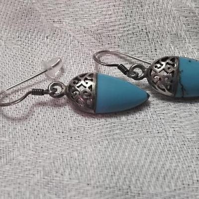 Unique Vintage Turquoise 925 Earrings
