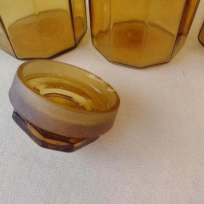 Vintage Amber Glass Canister Set