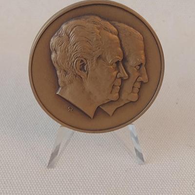 Franklin Mint 1973 Presidential Inaugural Bronze Medal Nixon/Agnew with Box