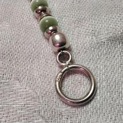 Stunning Vintage Green Cat's Eye 7" 925 Bracelet