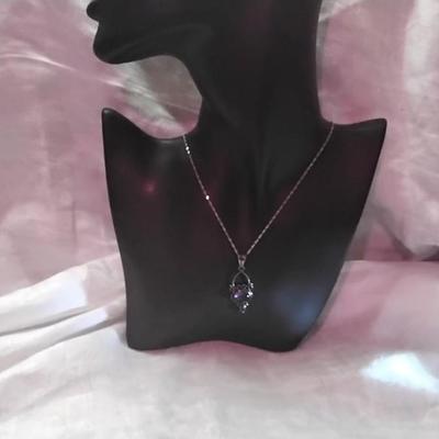 Antique Eyecatching Amethyst 16" 925 Necklace