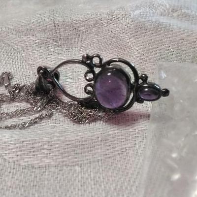Antique Eyecatching Amethyst 16" 925 Necklace