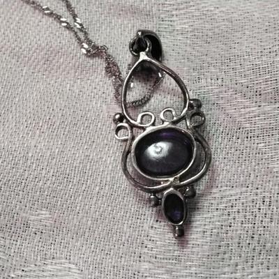 Antique Eyecatching Amethyst 16" 925 Necklace