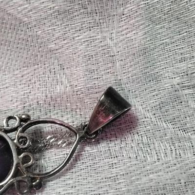 Antique Eyecatching Amethyst 16" 925 Necklace
