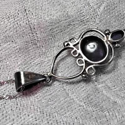 Antique Eyecatching Amethyst 16" 925 Necklace